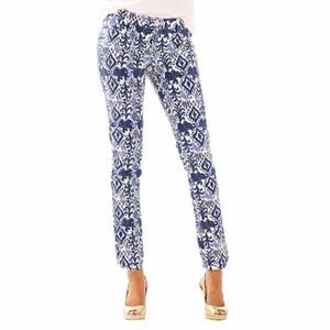 Lilly Pulitzer Navy Print Callahan Skinny Low Rise Pants 0